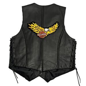 USA Bikers Dream Apparel •Women M• Leather Motorcycle Vest Harley Davidson Black